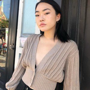 Aritzia Wilfred V Neck Ribbed Thais Cardigan XXS